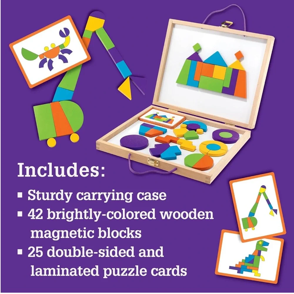 MindWare Imagination Magnets Wooden Pattern Blocks Set Imaginets